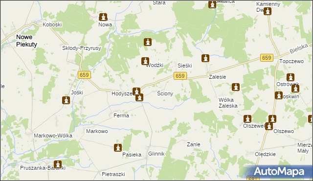 mapa Ściony, Ściony na mapie Targeo