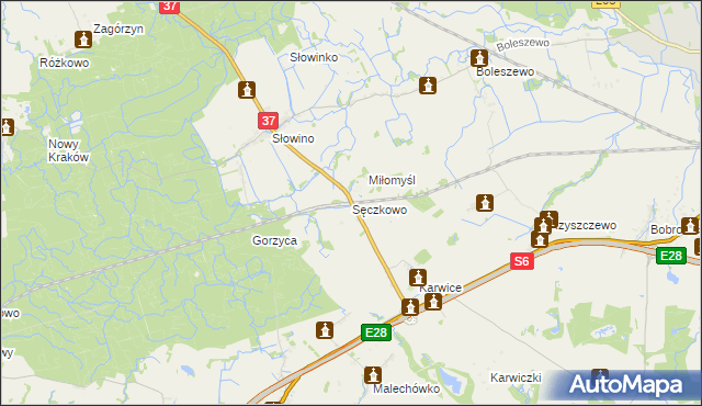 mapa Sęczkowo gmina Malechowo, Sęczkowo gmina Malechowo na mapie Targeo