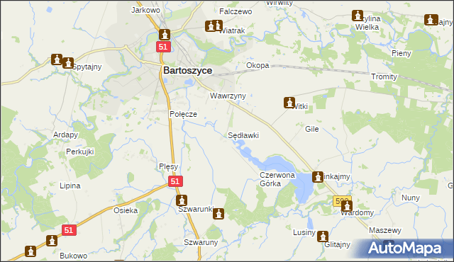 mapa Sędławki, Sędławki na mapie Targeo