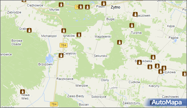 mapa Sekursko, Sekursko na mapie Targeo