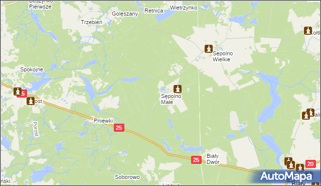 mapa Sępolno Małe, Sępolno Małe na mapie Targeo