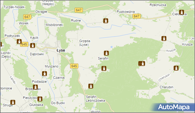 mapa Serafin gmina Łyse, Serafin gmina Łyse na mapie Targeo