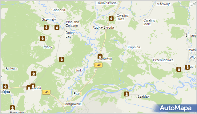 mapa Serwatki, Serwatki na mapie Targeo