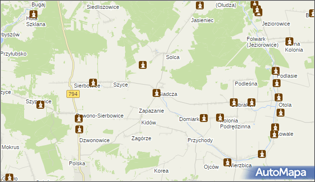 mapa Siadcza gmina Pilica, Siadcza gmina Pilica na mapie Targeo