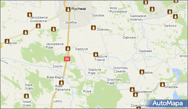 mapa Siąszyce Trzecie, Siąszyce Trzecie na mapie Targeo