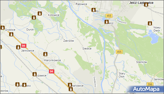 mapa Siedlce gmina Oława, Siedlce gmina Oława na mapie Targeo