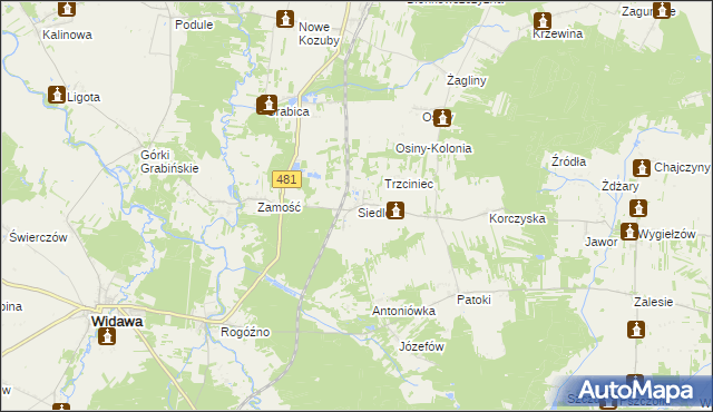 mapa Siedlce gmina Sędziejowice, Siedlce gmina Sędziejowice na mapie Targeo