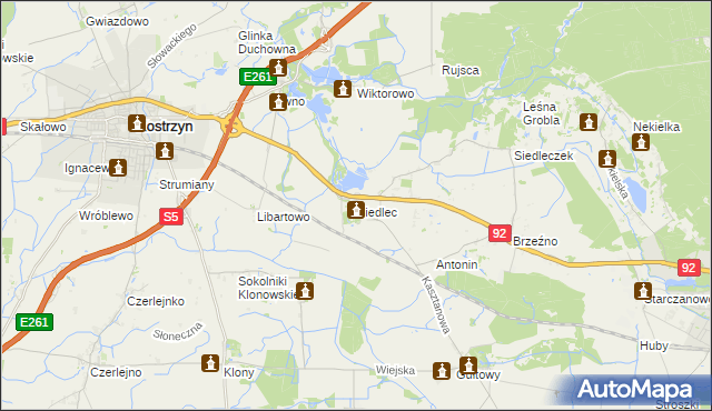 mapa Siedlec gmina Kostrzyn, Siedlec gmina Kostrzyn na mapie Targeo