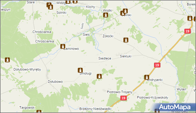 mapa Siedlece, Siedlece na mapie Targeo