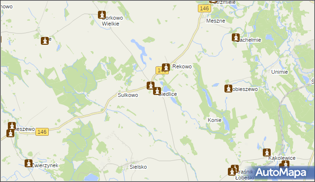 mapa Siedlice gmina Radowo Małe, Siedlice gmina Radowo Małe na mapie Targeo