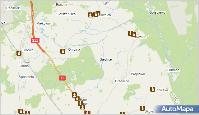 mapa Siedlice gmina Szczecinek, Siedlice gmina Szczecinek na mapie Targeo