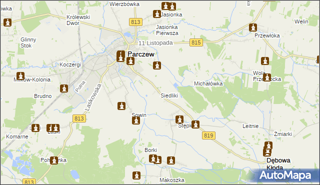 mapa Siedliki, Siedliki na mapie Targeo