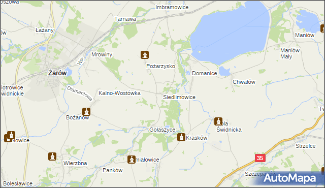 mapa Siedlimowice, Siedlimowice na mapie Targeo