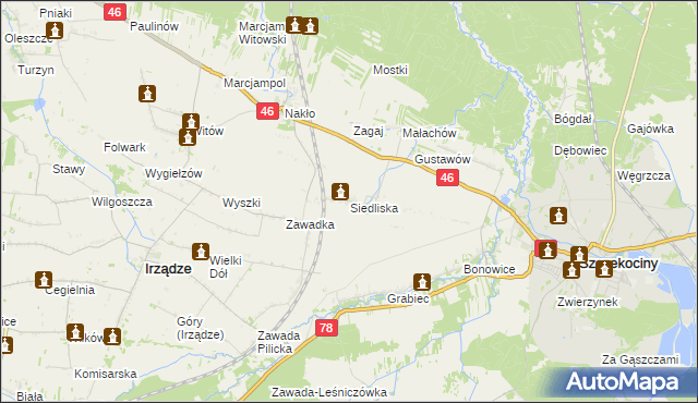 mapa Siedliska gmina Szczekociny, Siedliska gmina Szczekociny na mapie Targeo