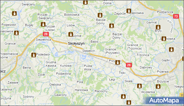 mapa Siedliska Sławęcińskie, Siedliska Sławęcińskie na mapie Targeo