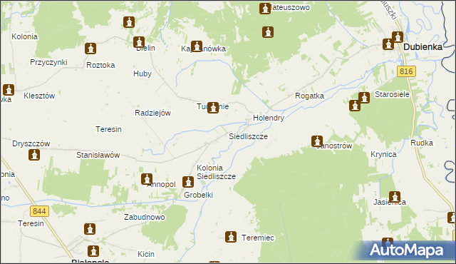 mapa Siedliszcze gmina Dubienka, Siedliszcze gmina Dubienka na mapie Targeo