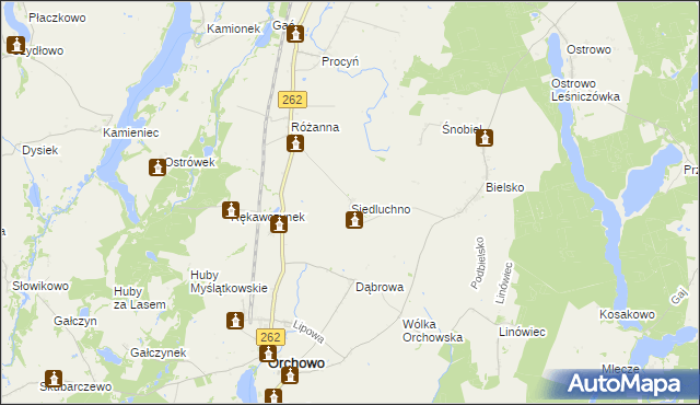 mapa Siedluchno, Siedluchno na mapie Targeo