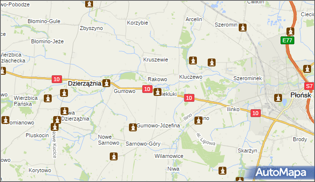 mapa Siekluki gmina Dzierzążnia, Siekluki gmina Dzierzążnia na mapie Targeo