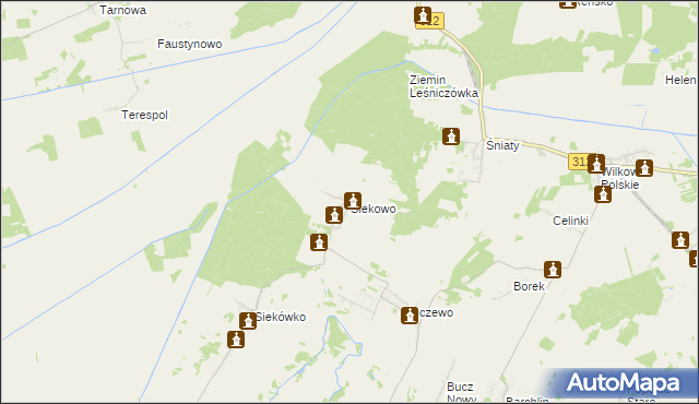 mapa Siekowo, Siekowo na mapie Targeo