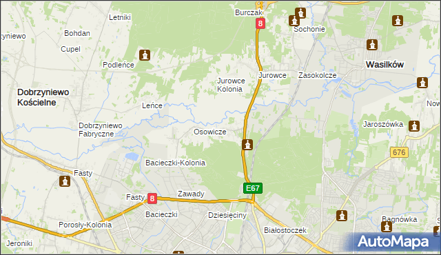 mapa Sielachowskie, Sielachowskie na mapie Targeo