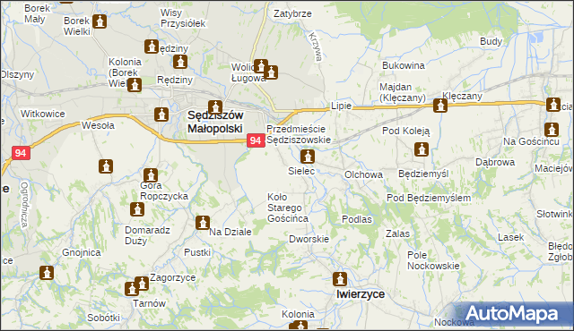 mapa Sielec gmina Iwierzyce, Sielec gmina Iwierzyce na mapie Targeo