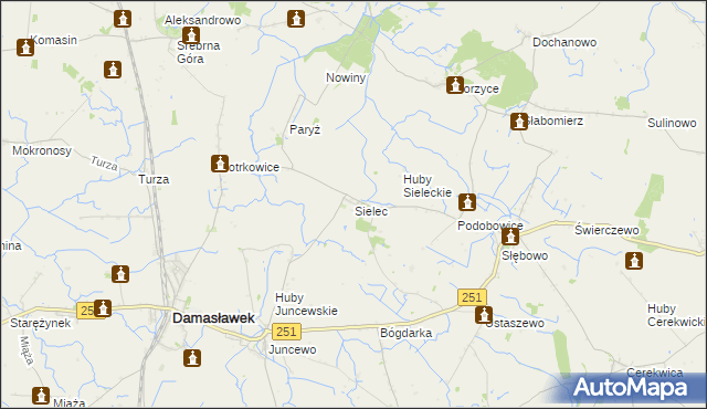 mapa Sielec gmina Żnin, Sielec gmina Żnin na mapie Targeo