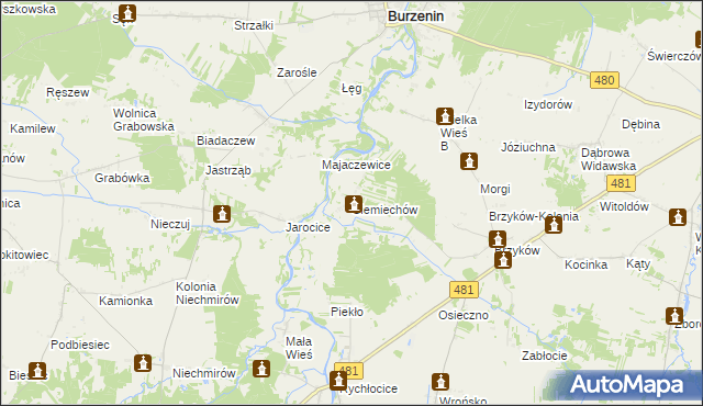 mapa Siemiechów gmina Widawa, Siemiechów gmina Widawa na mapie Targeo