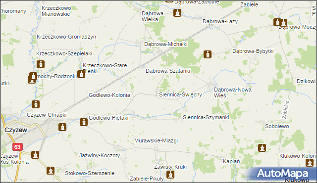 mapa Siennica-Święchy, Siennica-Święchy na mapie Targeo