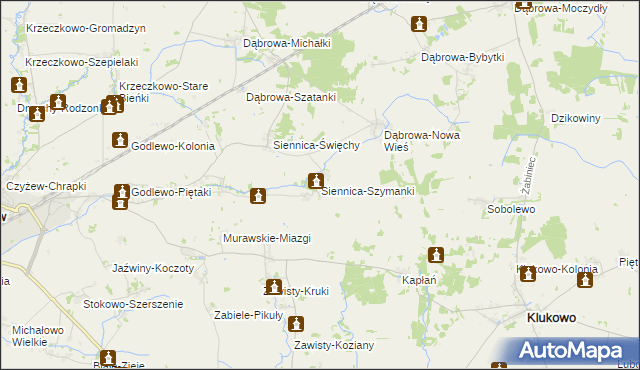 mapa Siennica-Szymanki, Siennica-Szymanki na mapie Targeo