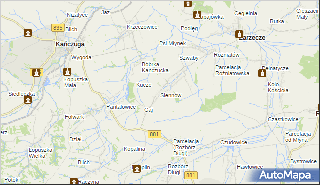 mapa Siennów, Siennów na mapie Targeo