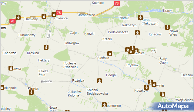 mapa Sieńsko, Sieńsko na mapie Targeo