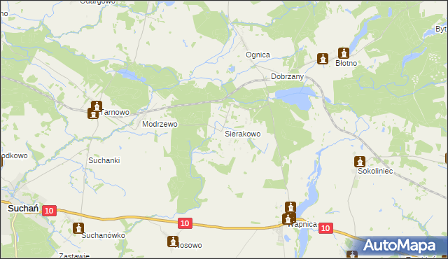 mapa Sierakowo gmina Dobrzany, Sierakowo gmina Dobrzany na mapie Targeo