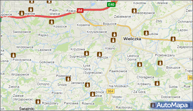 mapa Siercza, Siercza na mapie Targeo