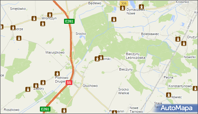 mapa Sierniki gmina Czempiń, Sierniki gmina Czempiń na mapie Targeo