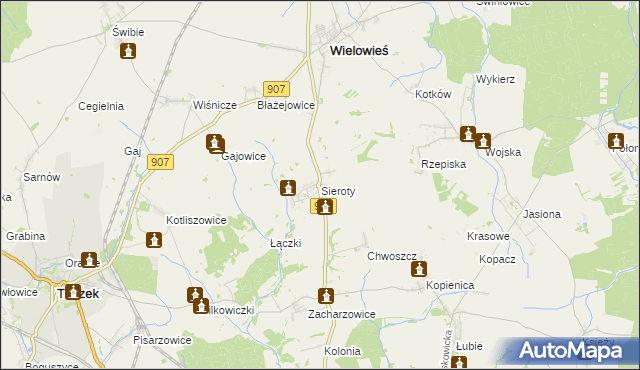 mapa Sieroty, Sieroty na mapie Targeo