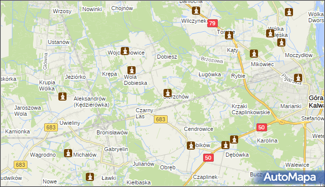 mapa Sierzchów gmina Góra Kalwaria, Sierzchów gmina Góra Kalwaria na mapie Targeo