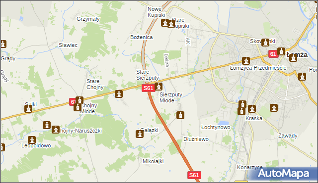 mapa Sierzputy Młode, Sierzputy Młode na mapie Targeo