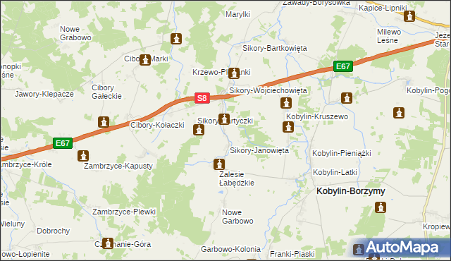 mapa Sikory-Tomkowięta, Sikory-Tomkowięta na mapie Targeo