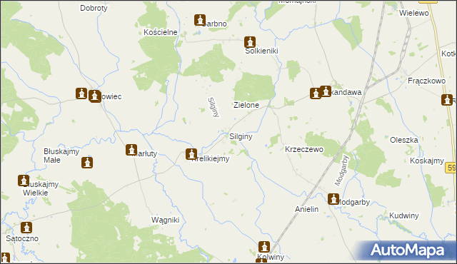 mapa Silginy, Silginy na mapie Targeo