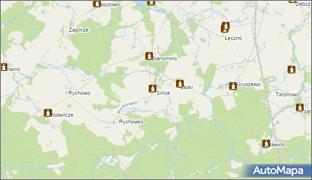 mapa Sińce gmina Białogard, Sińce gmina Białogard na mapie Targeo