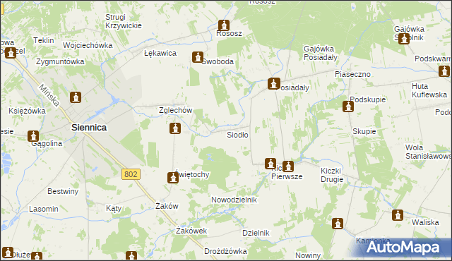 mapa Siodło gmina Siennica, Siodło gmina Siennica na mapie Targeo