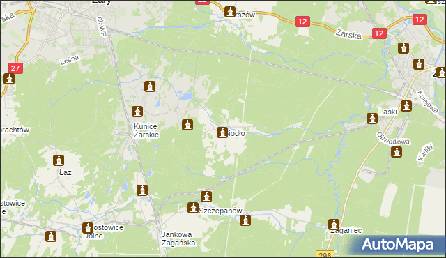 mapa Siodło gmina Żary, Siodło gmina Żary na mapie Targeo