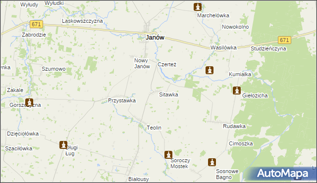 mapa Sitawka, Sitawka na mapie Targeo