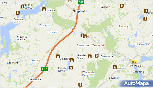 mapa Sitkowizna, Sitkowizna na mapie Targeo