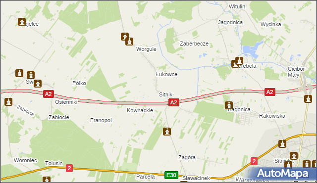 mapa Sitnik gmina Biała Podlaska, Sitnik gmina Biała Podlaska na mapie Targeo