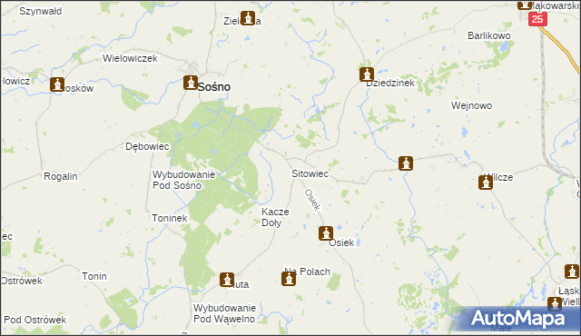 mapa Sitowiec, Sitowiec na mapie Targeo