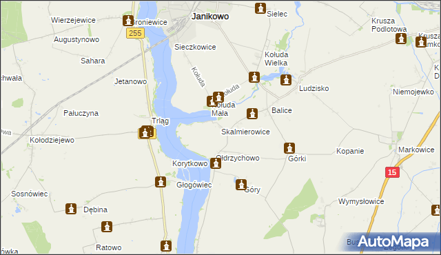 mapa Skalmierowice gmina Janikowo, Skalmierowice gmina Janikowo na mapie Targeo