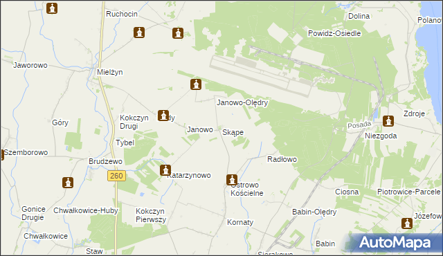 mapa Skąpe gmina Strzałkowo, Skąpe gmina Strzałkowo na mapie Targeo