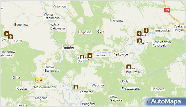 mapa Skarbka, Skarbka na mapie Targeo