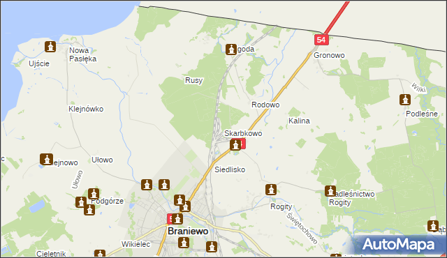 mapa Skarbkowo, Skarbkowo na mapie Targeo